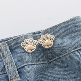 Cute Cat Claw Belt Buckle A Pair Of Buckles Detachable Waist Adjustable Button (Option: Bright Gold-Bright Gold-Animal Shape)