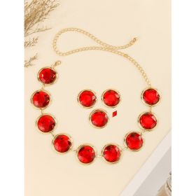 Women's Mirror Casual Decorative Corset Resin Crystal Ruby (Option: 2style)