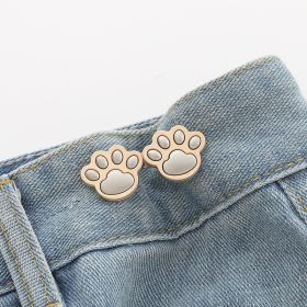 Cute Cat Claw Belt Buckle A Pair Of Buckles Detachable Waist Adjustable Button (Option: Fog Silver-Silver-Animal Shape)
