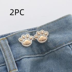 Cute Cat Claw Belt Buckle A Pair Of Buckles Detachable Waist Adjustable Button (Option: Bright Gold 2PC-Bright Gold-Animal Shape)