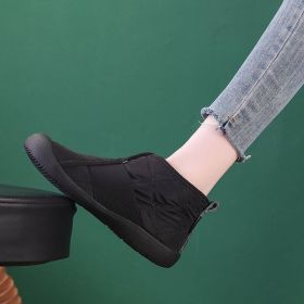 New Flat Snow Boots Winter Warm Non-slip Cotton Shoes Fashion Casual Waterproof Plush Ankle Boots (Option: Black-44.)