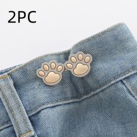 Cute Cat Claw Belt Buckle A Pair Of Buckles Detachable Waist Adjustable Button (Option: Fog Gold 2PC-Gold-Animal Shape)