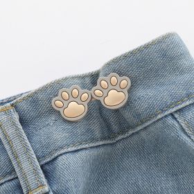 Cute Cat Claw Belt Buckle A Pair Of Buckles Detachable Waist Adjustable Button (Option: Fog Gold-Gold-Animal Shape)