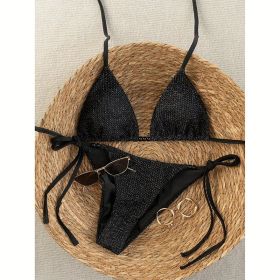 Women's Solid Color Sexy Bikini Set (Option: Black-XS)
