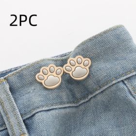 Cute Cat Claw Belt Buckle A Pair Of Buckles Detachable Waist Adjustable Button (Option: Fog Silver 2PC-Silver-Animal Shape)
