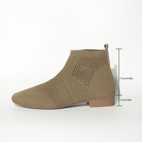 Plus Size Women's Boots Middle Tube Pointed Ankle Boots (Option: Camel-39)